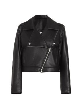 Frame Black Leather Asymmetric Moto Jacket